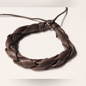 Men's bracelet‎ leather braided brown new d33